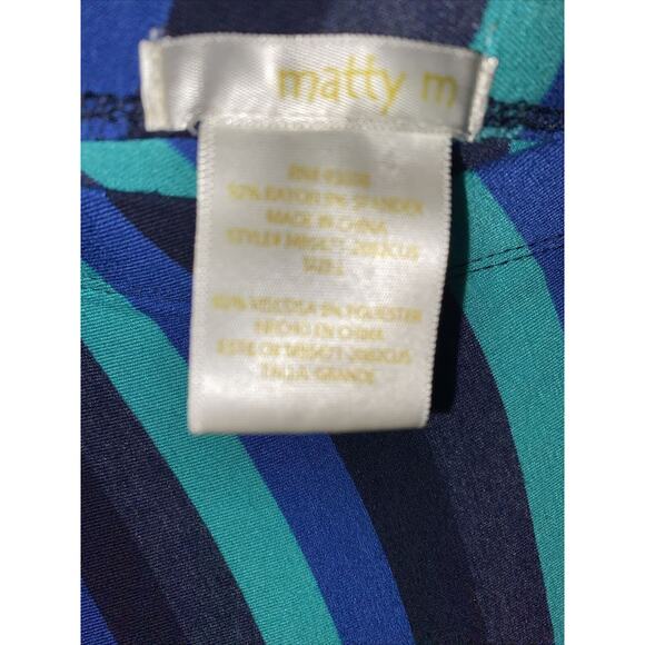 MATTY M Size Large Elasticated Waist Striped Teal Black Long Length MAXI SKIRT - Picture 3 of 10